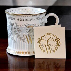 Official Royal Collection China Mug Prince William & Catherine Wedding 22k Gold